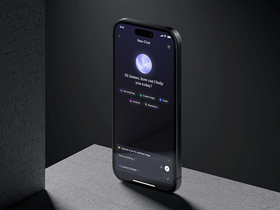 AI Chat Assistant App: Modern Dark Mode Interface ai ai app design ai assistant ai chat ai chat assistant ai visual app concept app design assistant chat ai chatgpt dark dark mode grok ios perplexity product design saas uiux voice recording