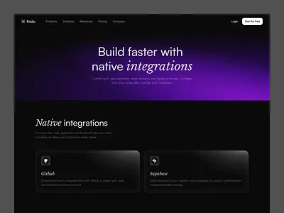 Kodu - AI Platform Integrations ai ai saas animation clean design digital integration integration flow integrations modern motion graphics technology typography ui uidesign uiux ux uxdesign web design website
