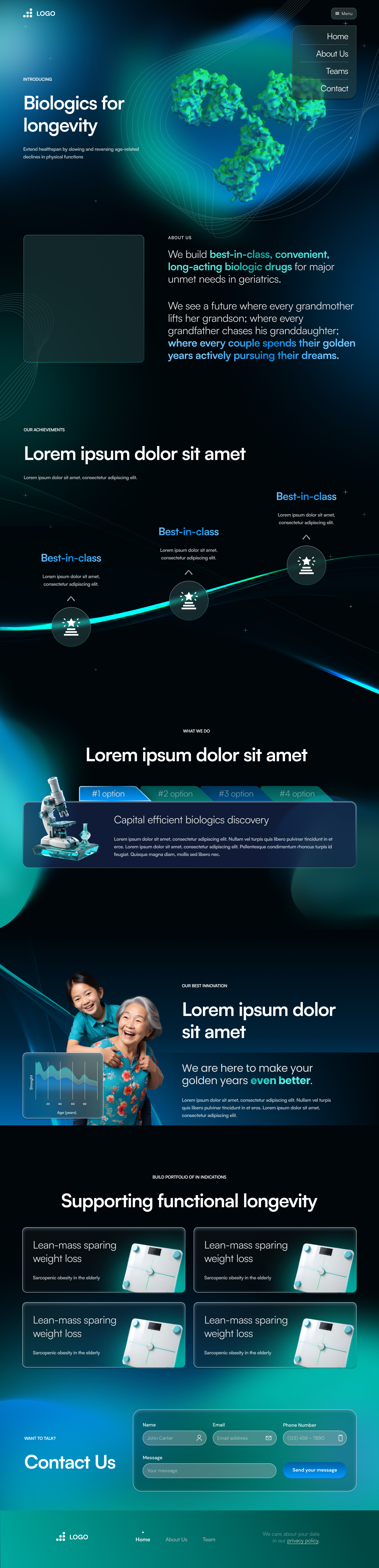 Dark Theme Website Design for Biotech - Pixel Anatomy Studio cleandesign ui