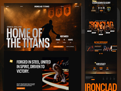 Ironclad Titans - Bold Basketball Sport Team Website UI Design awwwards basketball bold cricket elegant fitness game landing page luxury minimalist modern product design rugby sports sports club sports landing page sports website ui web design website