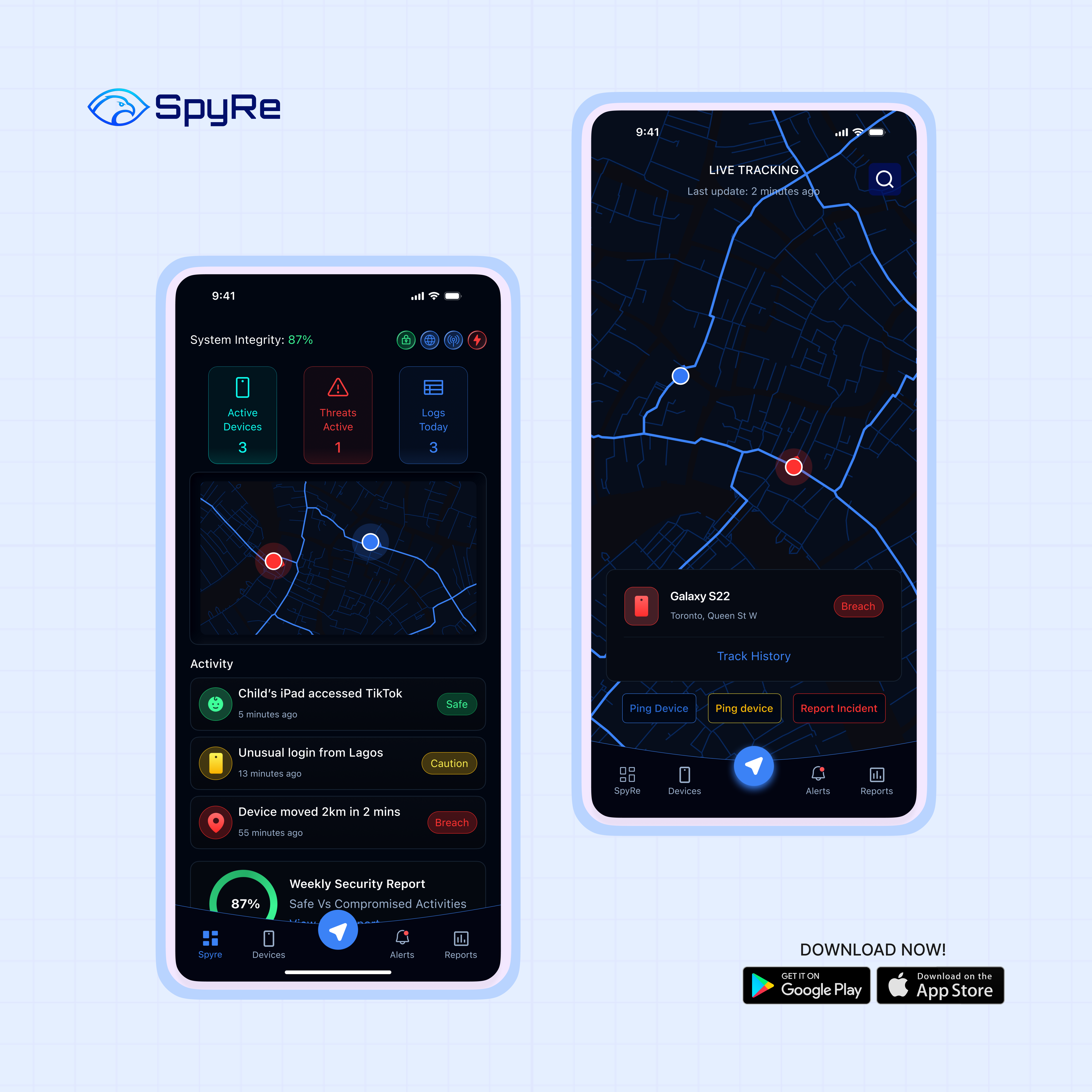 Spyre - Guard. Track. Protect design figma illustration product design prototype ui uiux usability testing