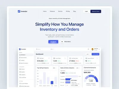 Invendor - SaaS Inventory Landing Page dashboard inventory landing page saas saasdesign ui ux web design