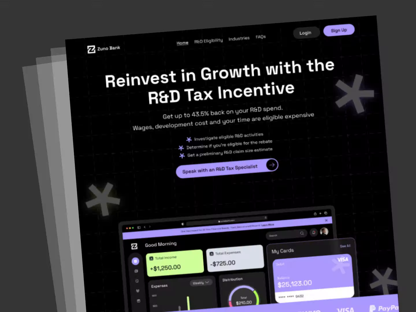 Example of Zuno Bank - Fintech SaaS Landing Page