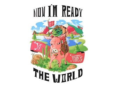 World Explorer Toad donkey hand drawn illustration nature toad