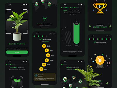 Clean Onboarding Flow - Plant Identification App app mobile mobile app design nature app onboarding flow plant app plant identification splash screen uiux design user experience