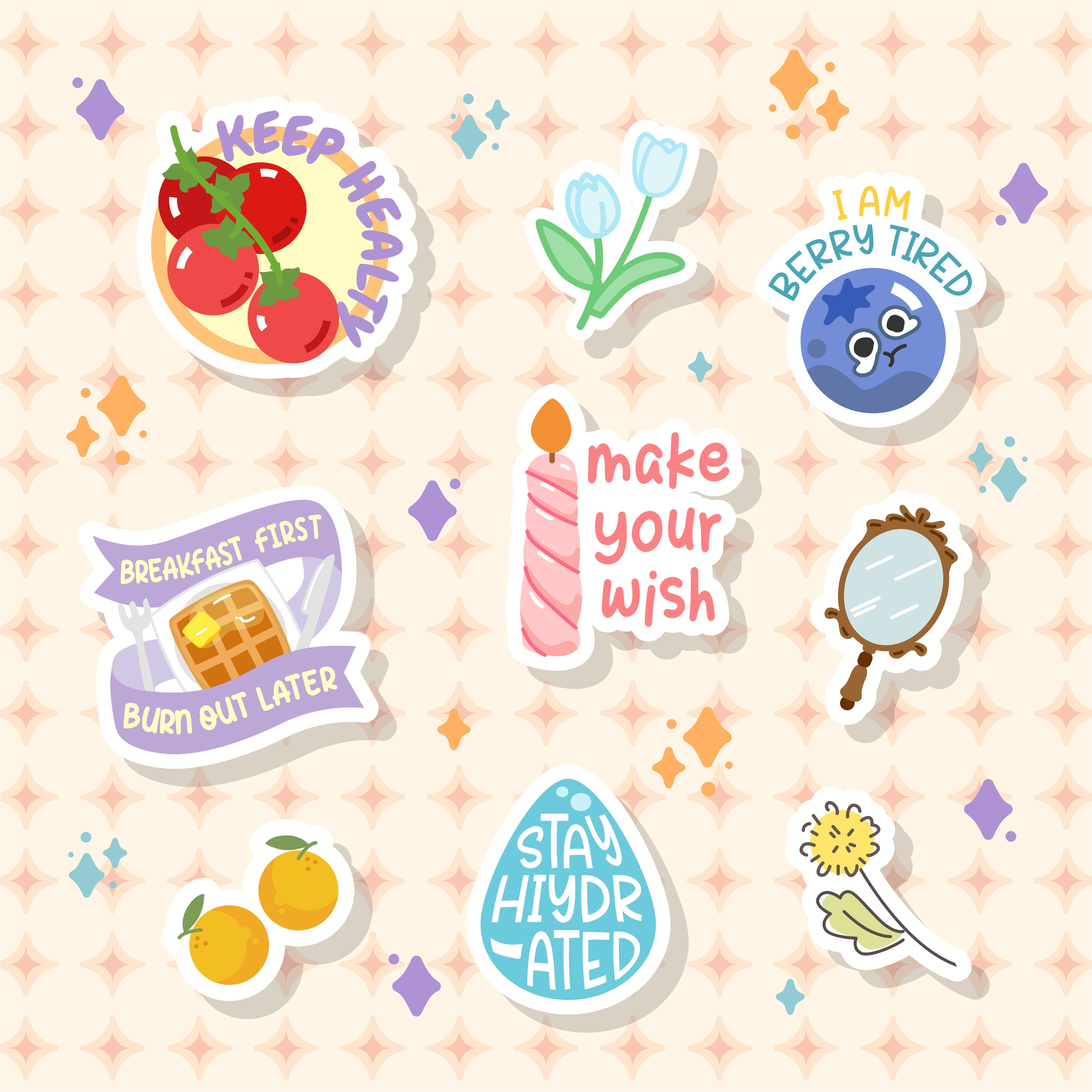 Sticker design page graphic design hand drawn sticker design