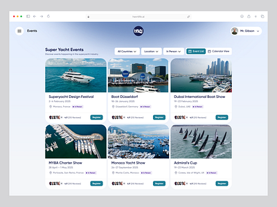 Havnlife - Yacht Event Dashboard booking branding dashboard ui event dashboard health dashboard ui health webapp lifestyle dashboard logo design mental health platform product design saas uiux user interface wavespace web app web design wellness wellness dashboard yacht yacht dashboard