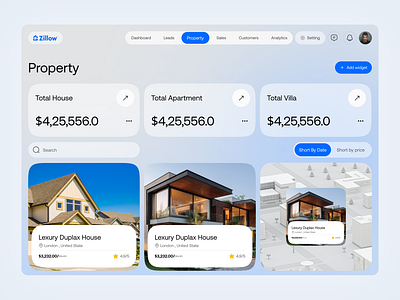 Zillow Real Estate – Property Management Dashboard aiinrealestate dashboarddesign dribbbleshots propertymanagement realestate tenantmanagement uiux web design zillowdashboard