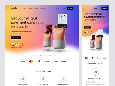 Virtual Payment Card SaaS Landing Page Design bank banking website finance analytics finance dashboard fintech saas fintech website modern fintech money money transfer app payment app ui payment management product design responsive web design saas saas design saas landing page saas ui virtual card design web design website