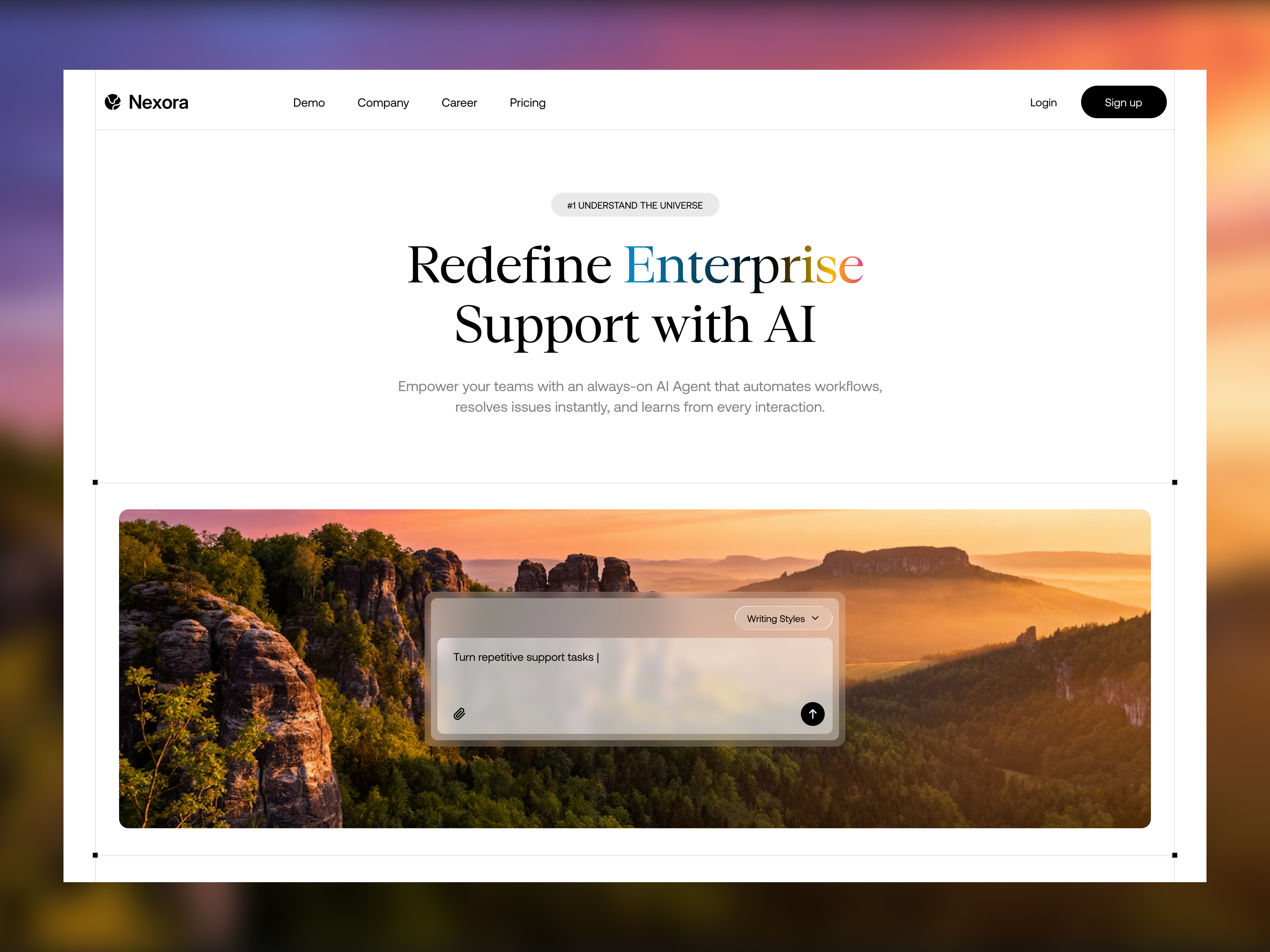 Nexora - AI Agent Enterprise agent ai ai assistant landing page ai chat bot ai technology artificial intelligence assistant business chatgpt clean design gemini homepage modern minimalist product design saas startup uiux web design website