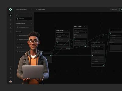 Workflow automation Dark Mode 3d actions animation app automation boolean branch builder component dark dark mode dashboard flowchart low code management product rule trigger workflow workflow automation ai
