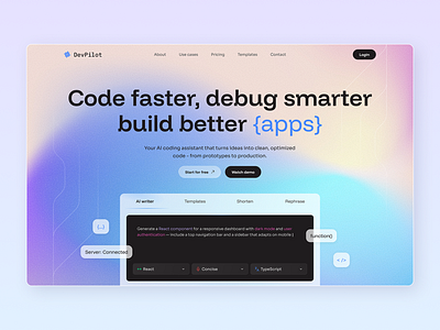 DevPilot home page design home landing layo page product saas studio ui ux website