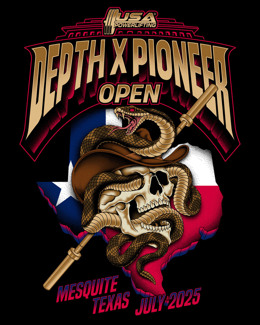 Skull & Rattlesnake 2d art apparel artwork clothing event fit gym illustration powerlifting skull snake tattoo weightlifting