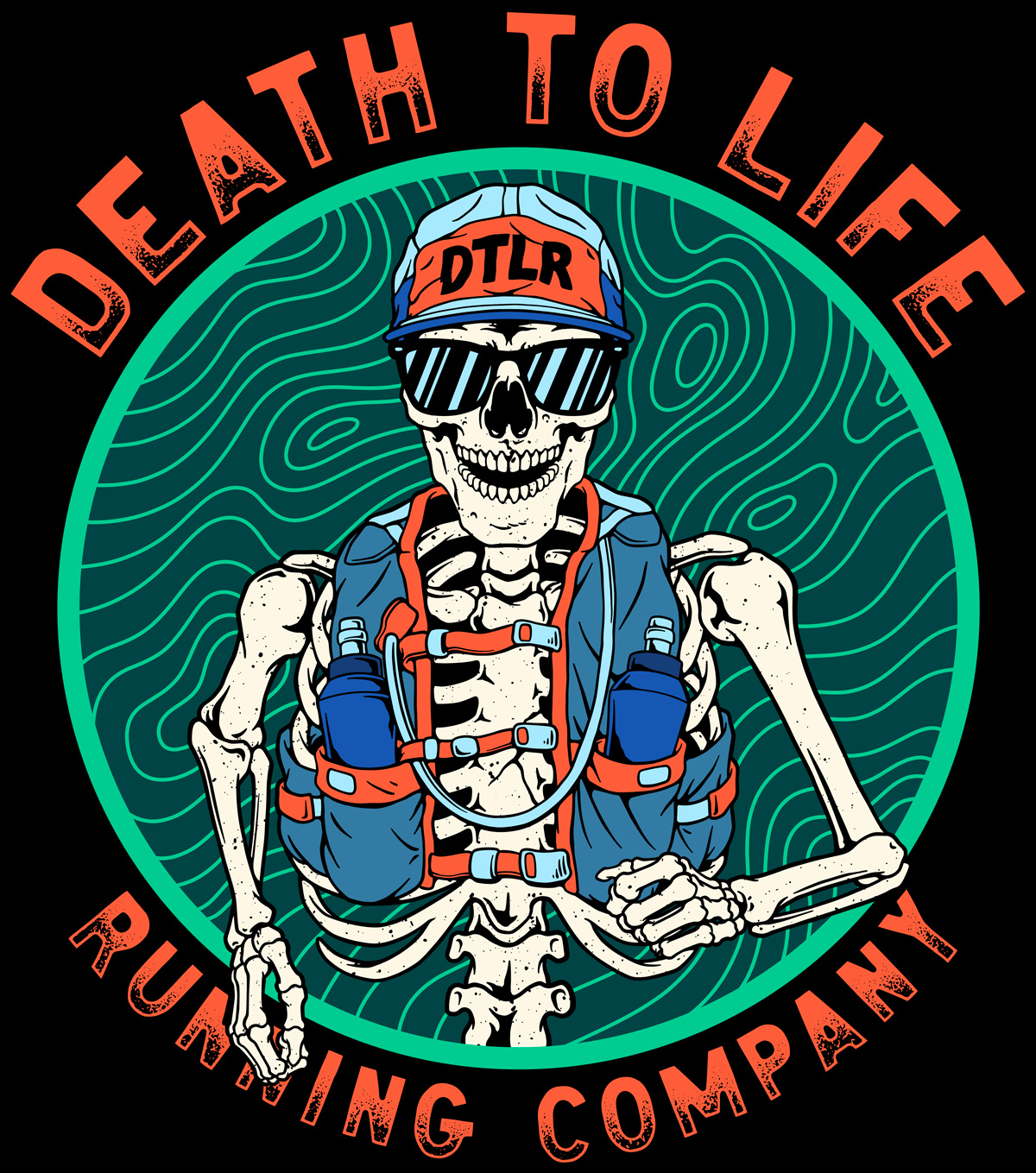 Running Club 2d art apparel artwork clothing club design illustration running skeleton sport