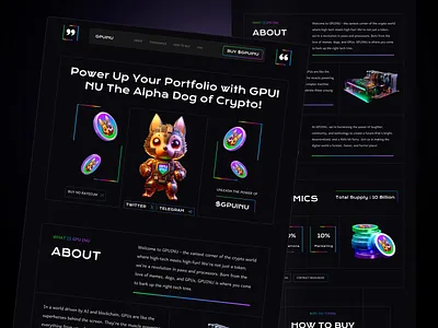 GPUINU AI – The Alpha Agent of Web3 Communities ai agent ai app ai assistant ai design ai sign artificial intelligence blockchain ui crypto community crypto token futuristic design gpuinu ai ios landing page design meme coin professional website saas interface web3 design