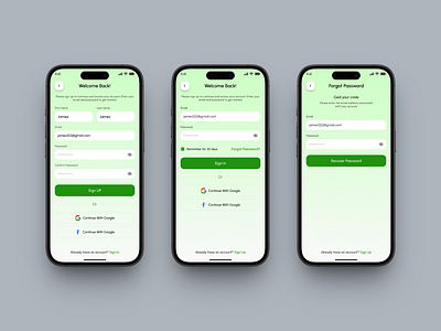 Sign Up & Sign In Screen appdesign appinterface authenticationui cleaninterface forgot loginflow minimaldesign mobileappdesign mobileappui mobileux modrnui onboardingui passwordrecovery passwordreset resetpassword sign in screen sign up uidesign useraccount uxdesign