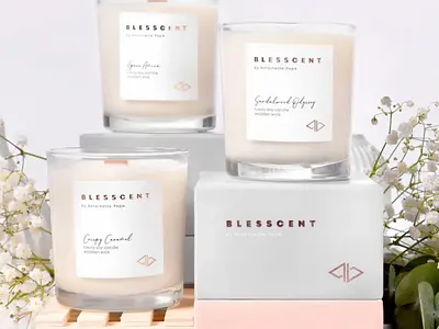 Blesscent - candles package design candles graphic design package packagedesign print