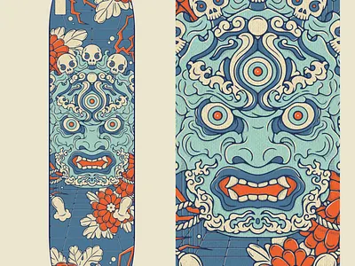 Tibet Urban Tribal mask art china city deck face graphic design illustration japan japanese mask skate skateboarder skateboarding skater tattoo style tibet tribal tribe urban vector