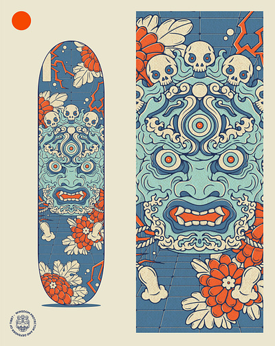 Tibet Urban Tribal mask art china city deck face graphic design illustration japan japanese mask skate skateboarder skateboarding skater tattoo style tibet tribal tribe urban vector