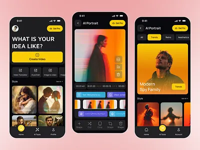 AI Video Generator Mobile App ai image ai photo editor ai tools ai video ai video generator ai video maker app app design interface mobile mobile app text to image ui ux video edit