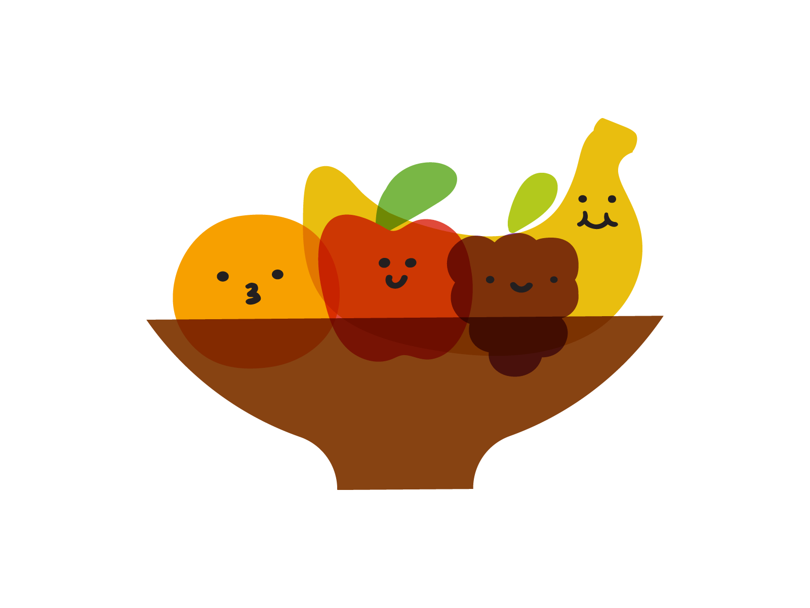 Fruits apple art banana branding character children cute design flat fruit grape graphic design icon illustration logo mark minimal orange symbol ui