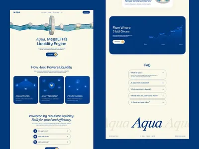 Aqua — MegaETH’s Liquidity Engine 3d aqua blockchain branding cryptocurrency defi landing page liquidity marketing token ui ux website yeld