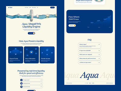 Aqua — MegaETH’s Liquidity Engine 3d aqua blockchain branding cryptocurrency defi landing page liquidity marketing token ui ux website yeld