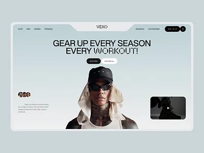 VEXO - Futuristic E-commerce Website animation design fashion website futuristic website graphic design gym outfit inspiration men fashion minimal website modern website motion graphics trendy website ui ui design uidesign uiux vexo website winter fashion zeyoxstudio