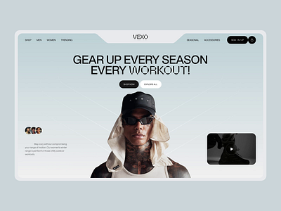 VEXO - Futuristic E-commerce Website animation design fashion website futuristic website graphic design gym outfit inspiration men fashion minimal website modern website motion graphics trendy website ui ui design uidesign uiux vexo website winter fashion zeyoxstudio