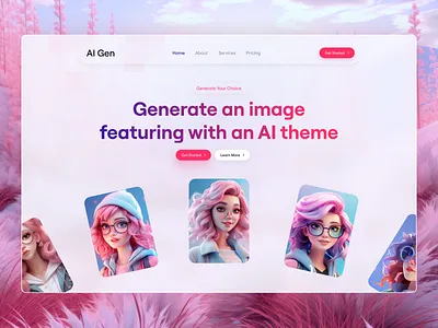 AI Gen – Image Generator ai ai art ai image generator ai theme artificial intelligence creative website designer graphic design hero section image generator landing page light version minimal product topdesign ui design web design
