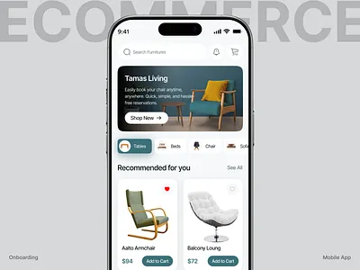 Furniture E-commerce Mobile App architecture chair decor design ecommerce furniture furniture app furnitureapp home home decor interior minimaldesign mobile mobile app mobile app design modern shop shoppingapp store uiuxdesign