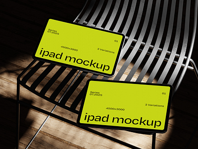 Mockup iPad Pro 3d render app mockup branding chair device mockup digital showcase graphic design ipad ipad mockup ipad pro mockup photoshop portfolio mockup presentation product display psd realistic tablet mockup