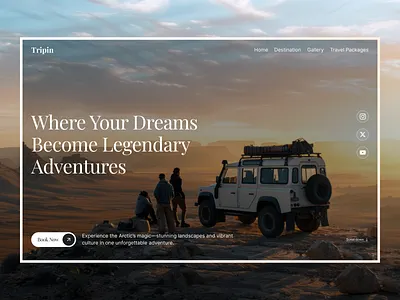 Tripin Hero Section – Travel UI Design figma hero section hero ui minimal modern design travel travel ui travel website typography uiux web design website design