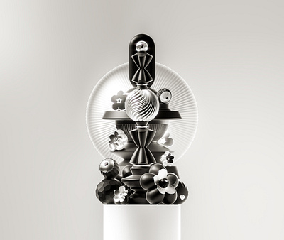 Black ad Silver Totem 3d branding candy design flower illustration shiny silver sweet