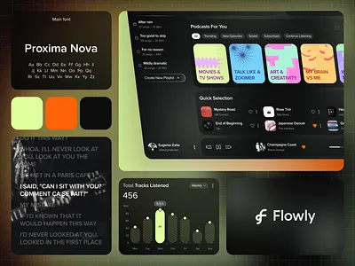 Music & podcast platform branding dark theme design illustration logo mood music streaming ui ux vibe web website