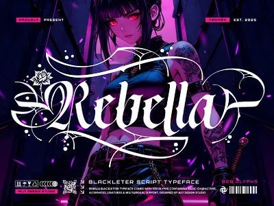 Rebella Typeface blackletter design font fonts letteing typeface