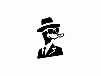 Cool Gentleman Duck Logo animal bird branding cool design duck fashion fun gentleman hat identity illustration logo mark mascot playful suit sunglasses symbol vector