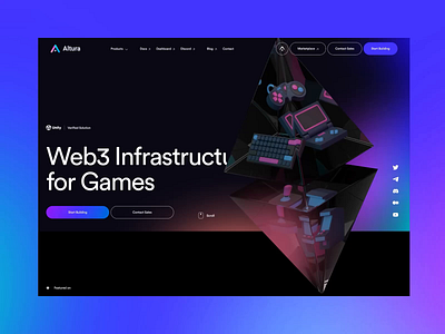 AI Landing page web design gaming platform ✦ Altura ai animation design interaction landing page motion graphics service site startup ui ux web design website