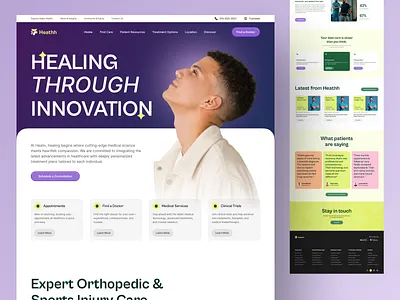 Heathh - Landing Page design clean emotional wellness health and wellness healthcare app healthcare web design homepage medical website design mental health logo mental health websites modern website quickframe therapy website trending ui ui design uiux wellness website