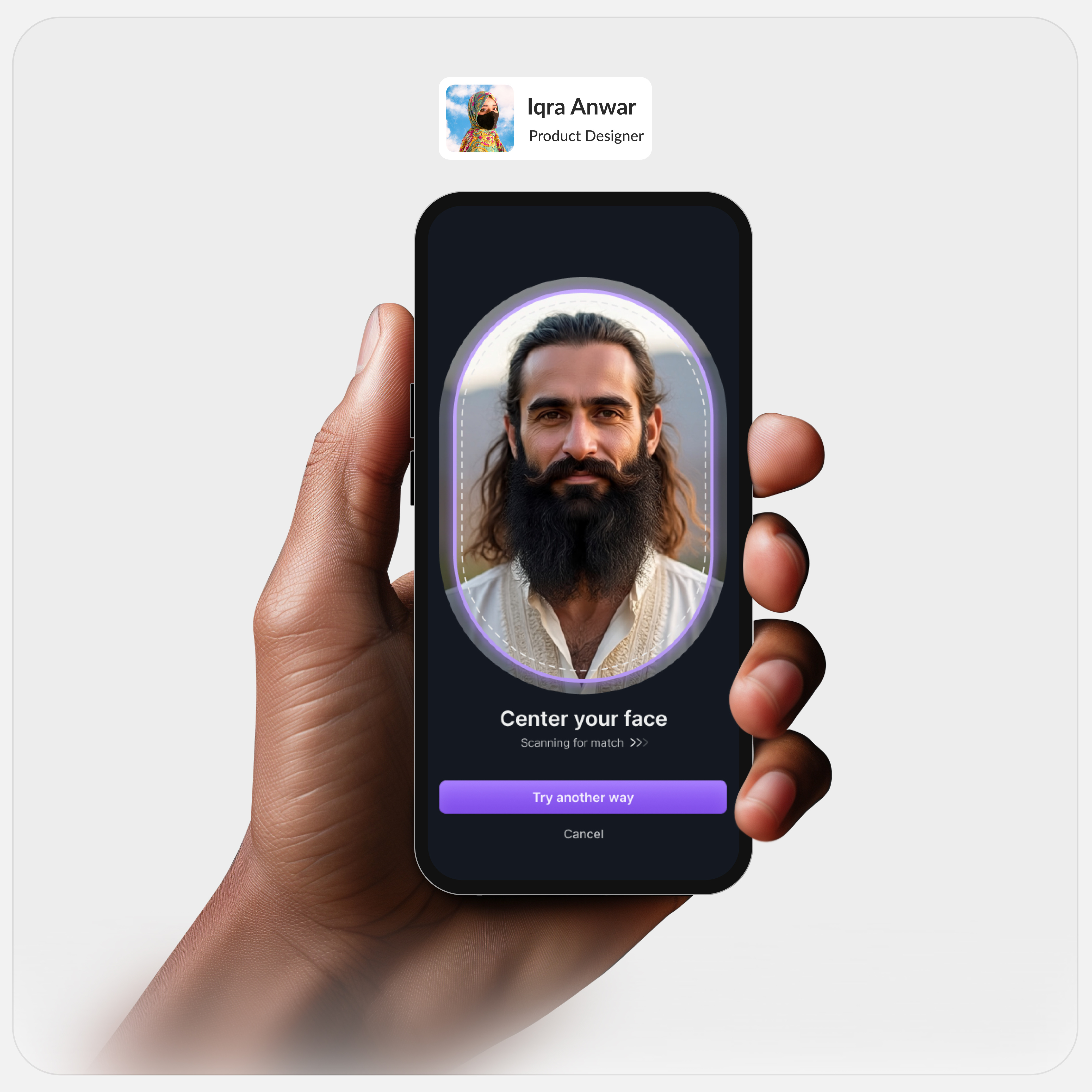 Facial Recognition Dark Mode UI App Design app design dark mode ui design facial recognition ui minimal ui mobile app design purple purple ui design ui ui design uiux ux ux design