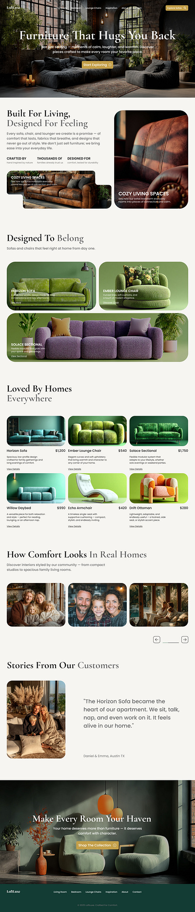 LoftLuxe – Modern Furniture Landing Page figma furniture interior landingpage uiux webdesign