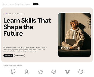 Hero Section for Online Learning Platform edtech education figma hero landingpage learningapp ui uiux webdesign