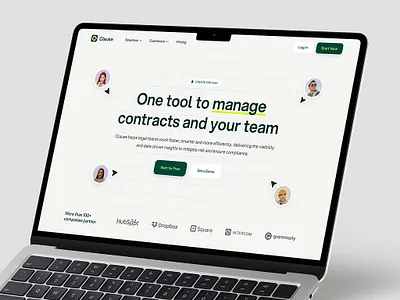 Clause - Contract Management Landing Page 3d figma graphic design modern ui web design website website design
