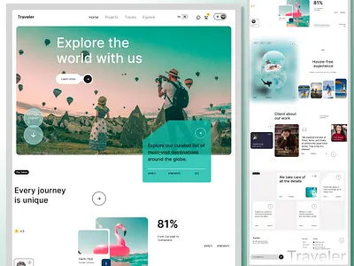 Traveler Agency Landing Page booking website clean design creative web design design concept landing page ui minimal landing page modern uiux product design responsive ui tour website travel app travel landing page travel ui travel website traveler ui inspiration user interface ux design website concept website design