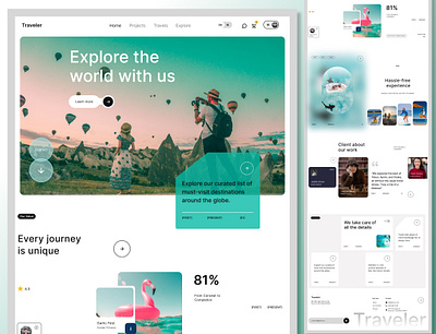 Traveler Agency Landing Page booking website clean design creative web design design concept landing page ui minimal landing page modern uiux product design responsive ui tour website travel app travel landing page travel ui travel website traveler ui inspiration user interface ux design website concept website design