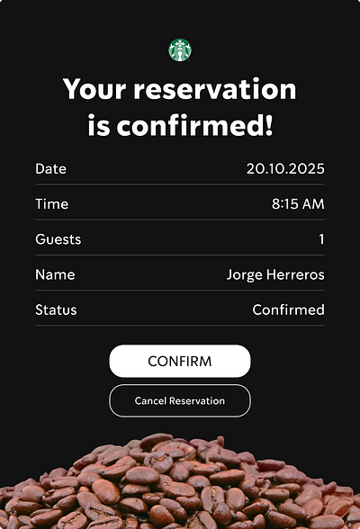 DailyUI 054 - Confirmation confirmation dailyui dailyui 054 figma mobile starbucks ui uiux ux uxui