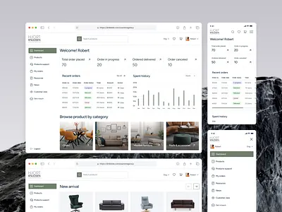HJORT Knudsen – Furniture E-Commerce Dashboard & Mobile UX/UI analytics dashboard design ecommerce furniture interaction mobile mobileui product responsive saas teamuininja ui uiux ux uxdesign webapp webdesign