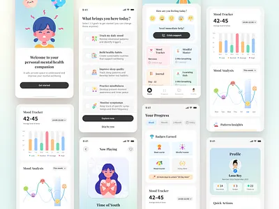 MindfulMe - Mental Health Companion App (Colase) branding design graphic design homescreen illustration mental health mobile app mobile screen responsive ui ux visual design web design website