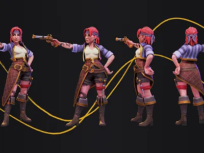 Stylized Pirate Girl Turnaround | 3D Character 3d 3d character 3d game art 3d game assets 3d modeling 3d rendering mobile game