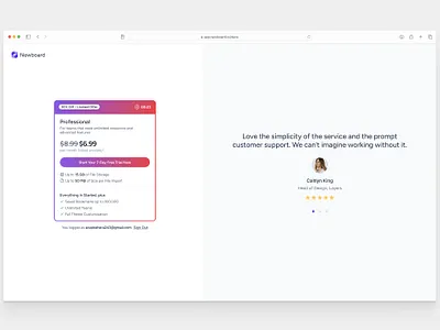 Free Trial pricing ui ux